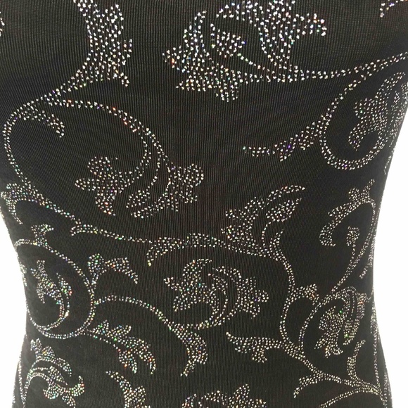 All That Jazz Long Black Sleeveless Glitter Dress, Size S M L - Picture 5 of 5